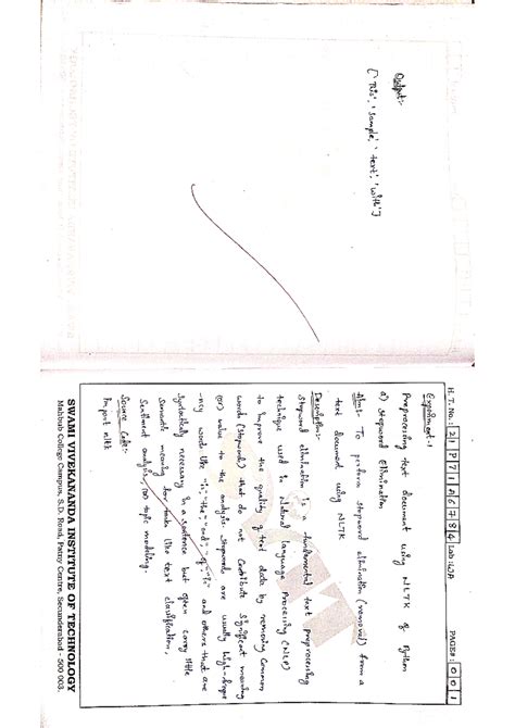 WA record - Hi byr - H. T. No. : 21P71A6784 Lab :WA 001 Preprocessing ...