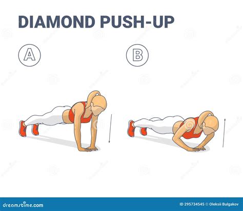 Diamond Push-Ups Exercise Girl Silhouettes Colorful Concept. Stock ...