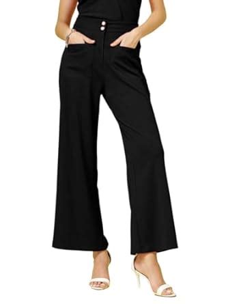 Buy OOMPH! Stretchable Trousers for Women with Pocket Detail, Black ...