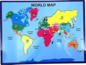 FunBlast Wooden World Map Puzzles with Knobs, Educational Puzzle ...