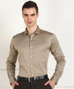 PARK AVENUE Men Self Design Formal Khaki Shirt - Buy PARK AVENUE Men ...