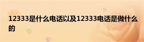 12333是什么电话以及12333电话是做什么的 _华夏文化传播网