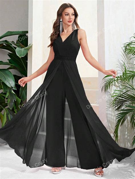 Double Crazy Solid Wide Leg Jumpsuit | SHEIN USA