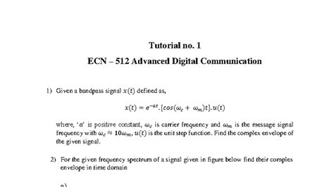 Tutorial 1: ECN 512 Advanced Digital Communication Analysis - Studocu