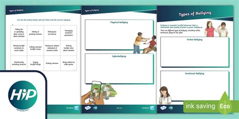 Types of Bullying Sorting Activity