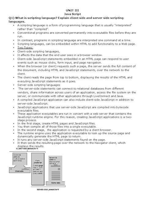 UNIT3 JS - UNIT III Java Script Q1) What is scripting language? Explain ...