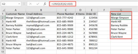 Unique List Excel 的图像结果