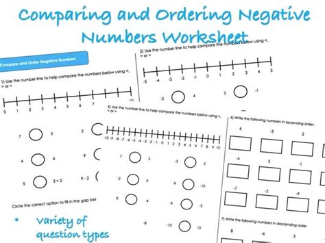 Image result for Ordering Negative Numbers Worksheet
