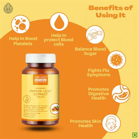 Buy THE OLD NATURAL PAPAYA LEAF EXTRACT TABLETS 30 TABLETS I CARICA ...