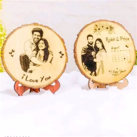 Wooden Slice engraved photo frame with occasion date & Calender – Giftz ...