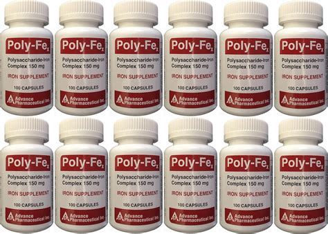 Amazon.com: Polysaccharide Iron Complex 150 mg Capsules Iron Supplement 100 Capsules per Bottle ...