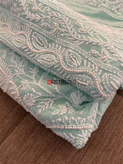 Aqua Green Pearl Lucknowi Chikankari Suit – Dress365days