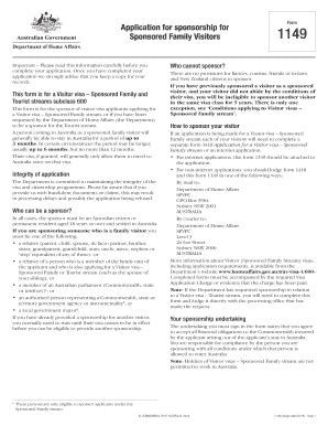 Fillable Online 1149 - Application for sponsorship for Sponsored Family ...