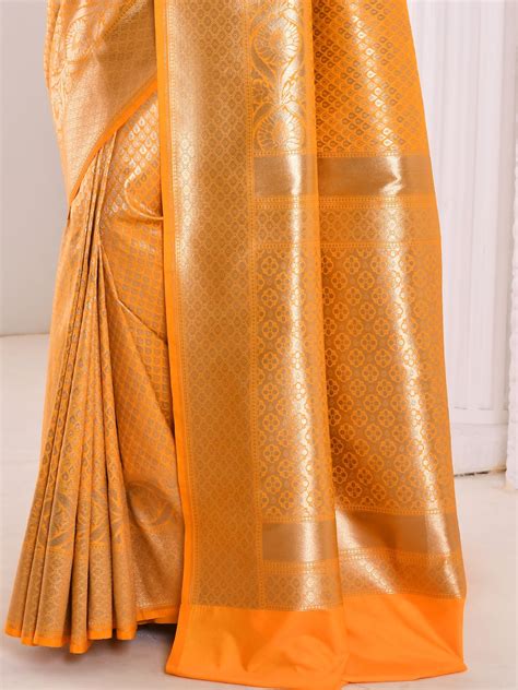 FJLV2370 Chhabra 555 Yellow & Gold Toned Ethnic Motifs Zari Silk Blend ...