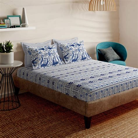 Buy PORTICO Ethereal Cotton 152TC Printed 5Pcs Super King Bedsheet Set ...