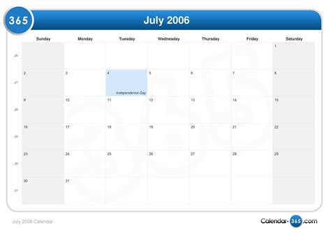 July 2006 Calendar