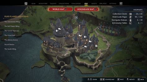 Hogwarts Legacy map size and locations