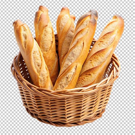 Basket of French baguette transparent background | Premium AI-generated PSD