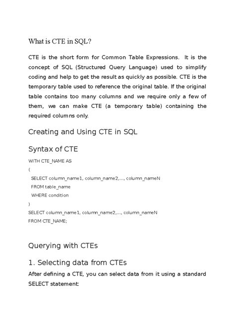 CTE in SQL - Common Table Expressions - What is CTE in SQL? CTE is the ...