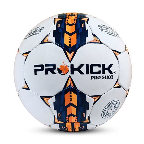 Prokick Pro Shot Hand Stitched 32 Panel PU Football, Size 5 (White/Nav ...