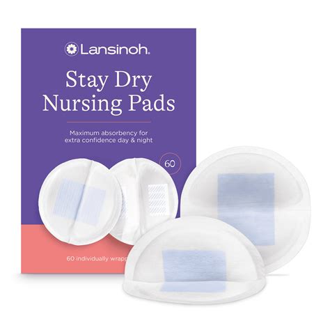 Lansinoh Stay Dry Disposable Nursing Pads for Breastfeeding, 60 Count ...