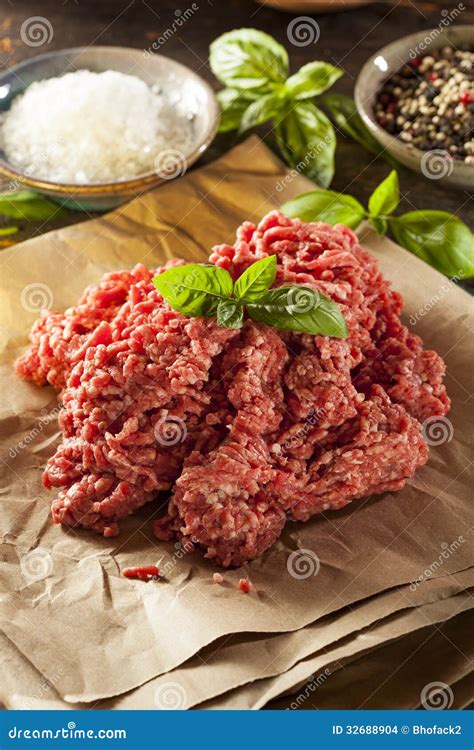 Organic Raw Grass Fed Ground Beef Stock Photo - Image of fatness, fresh ...