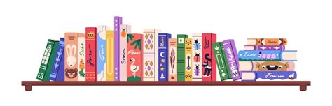 Books row on kids shelf bookshelf childrens home library with fantasy ...