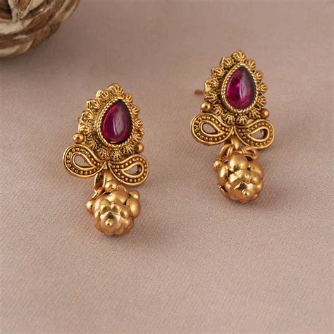Antique gold plated floral necklace set with jhumka earring - smarsjewelrys