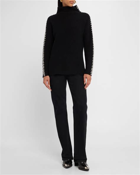 Elie Tahari The Alia Contrast-Trim Cashmere Turtleneck Sweater | Neiman ...