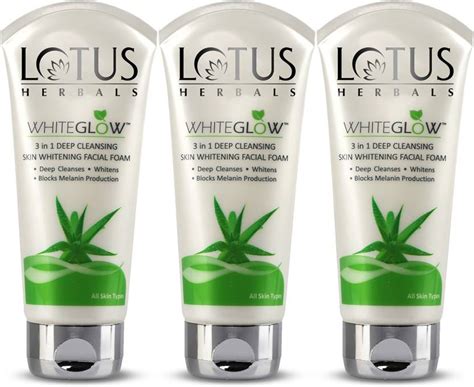 LOTUS HERBALS Whiteglow 3 In 1 Deep Cleaning Skin Whitening Facial Foam ...