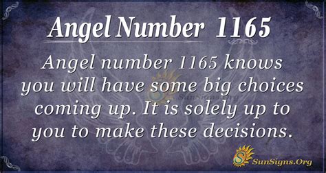 Angel Number 1165 Meaning: Make Choices Promptly - SunSigns.Org