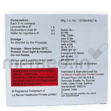 Buy Lacarnit 1gm Injection Online: Uses, Price, Dosage, Instructions ...