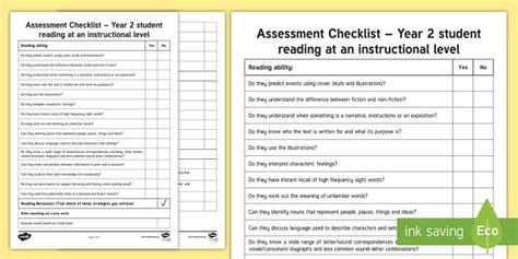 Year 2 Reading Assessment Checklist (teacher made) - Twinkl