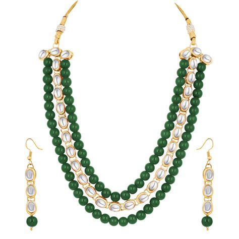 Buy Peora Gold Plated Kundan Pearl Layered Necklace Earring Traditional ...