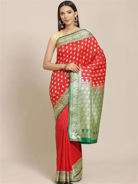Buy Red Woven Design Brocade Saree Online at Rs.1655 | Libas