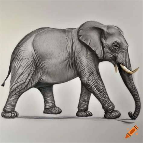 Realistic pencil drawing of an elephant with texture on Craiyon