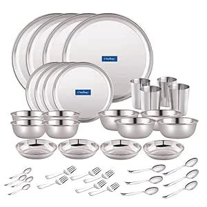 neelam solid Stainless Steel Premium Dinner Set, 40 pcs, Silver ...