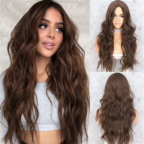 Akashkrishna Hairs Brown Hair Wigs For Women Long Curly Synthetic Hair ...