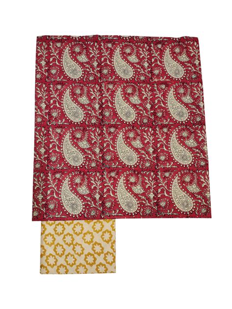 Dark Red Bagru Block Printed Pure Cotton Unstitched Suit Set