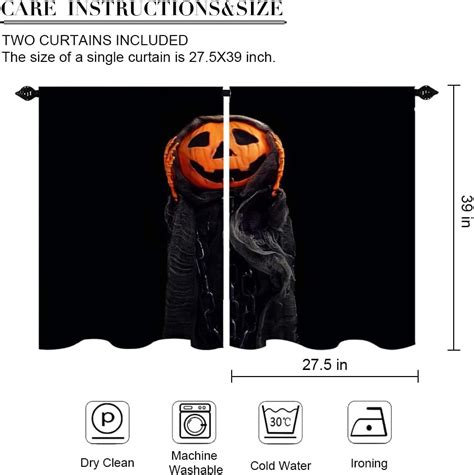 Buy lczVEN Halloween Kitchen Curtains Orange Pumpinks Killer Chain ...