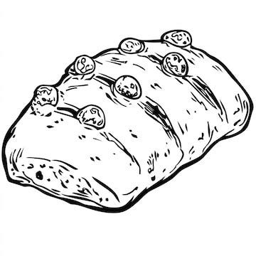 Stollen clean simple linear outline black | Premium AI-generated vector
