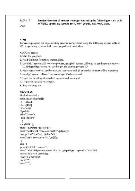 Ex 3 - OS lab - excellent - Operations management - 2(a) 14 Ex No.: 3 ...