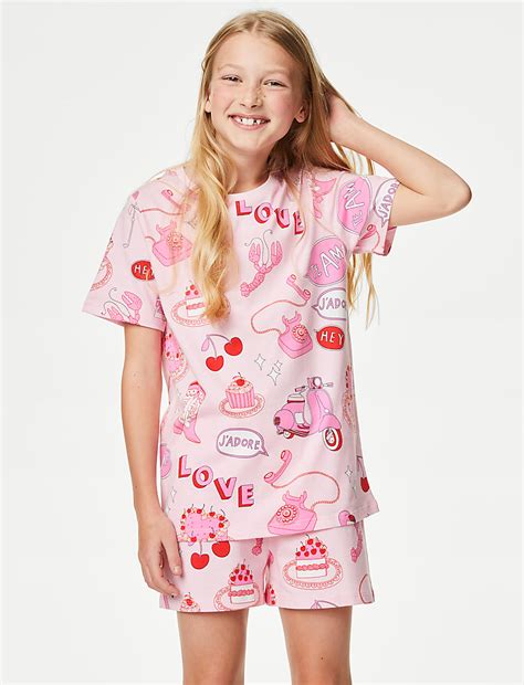 Buy Pure Cotton Love Print Pyjamas (7-14 Yrs) at Marks & Spencer