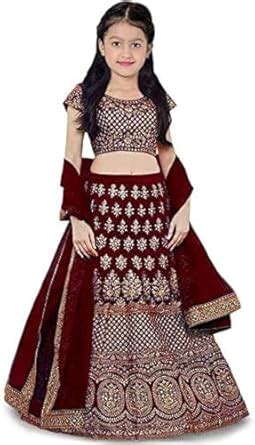 Buy eneric Girl's Satin Semi stitched Lehenga Choli (FP_MAROON_BABY_007 ...
