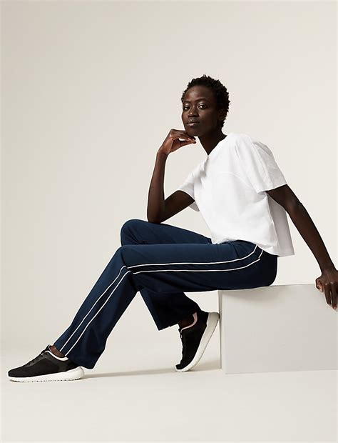 Buy Cotton Rich Side Stripe Straight Leg Joggers at Marks & Spencer