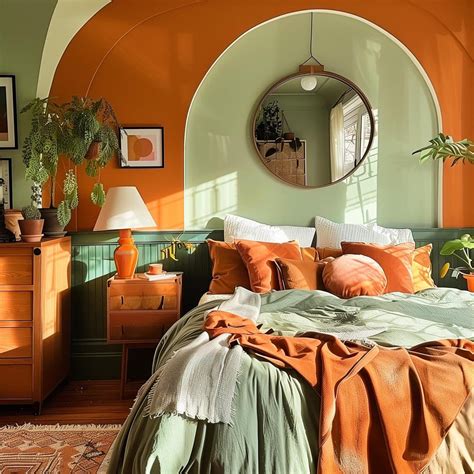 green_and_terracotta_bedroom 3 | Bedroom interior, Bedroom design ...