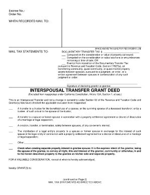 Interspousal Transfer Deed Form - Fill Online, Printable, Fillable ...