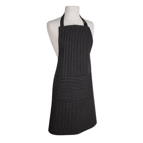 Black Bib Apron with White Stripe | Adjustable Bib Apron