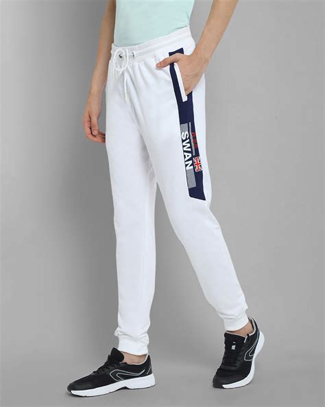 MENS PREMIUM COTTON COLOURBLOCKED PRINTED TRACK PANTS