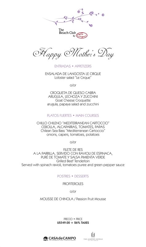 Dominican Mother's Day Special Menu at La Caña and the Beach Club ...